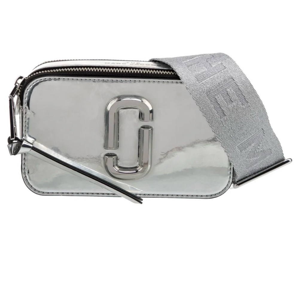 Marc Jacobs Snapshot Silver Crossbody Bag with Logo